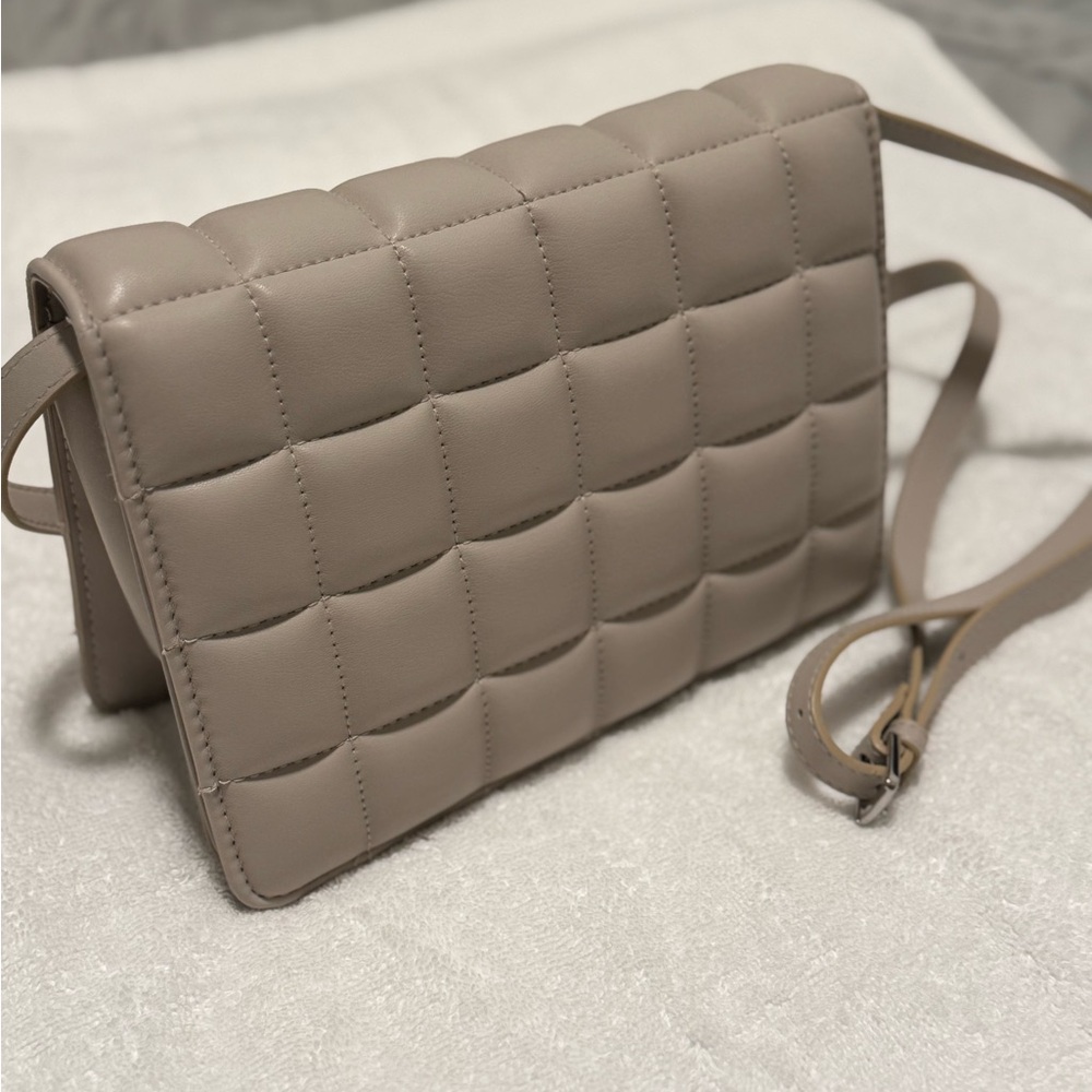 H&M Taupe Quilted Crossbody Bag